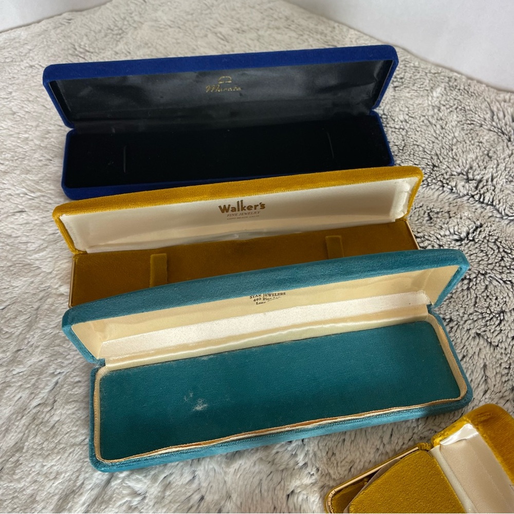 Vintage Elegant Velvet Jewelry Box Set of 8 Colorful - Picture 7 of 13